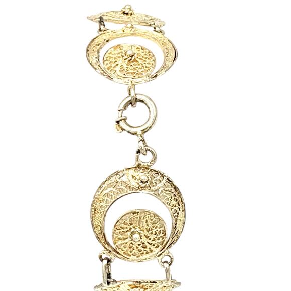 Vintage Gold Bracelet with Filagree Crescents - 1950s - 1960s Handmade in Europe - Picture 7 of 7